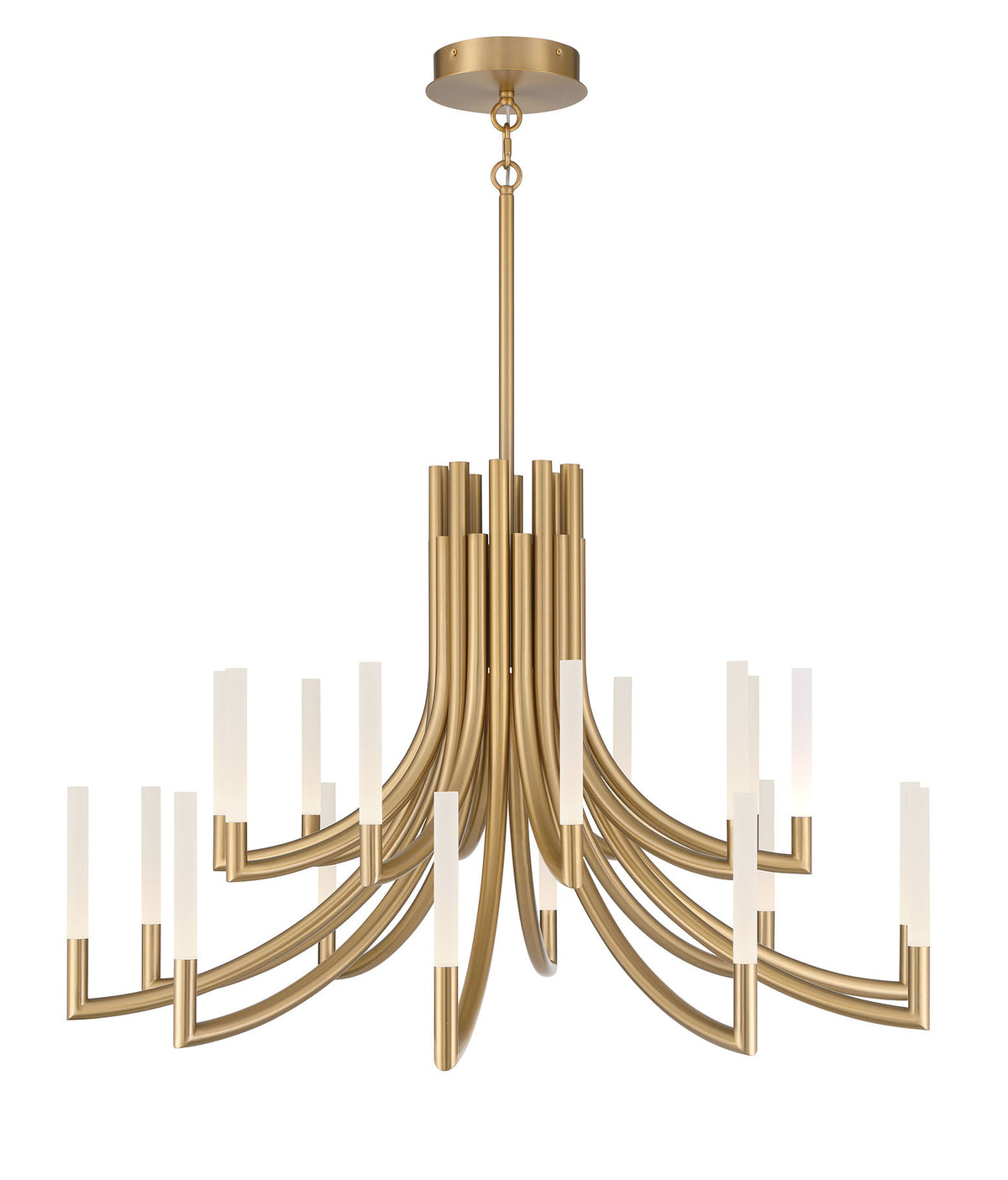 Eurofase Olette 42" 20-Light LED Chandelier, Gold with Frosted Acrylic, front view