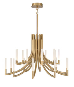 Eurofase Olette 42" 20-Light LED Chandelier, Gold with Frosted Acrylic, front view