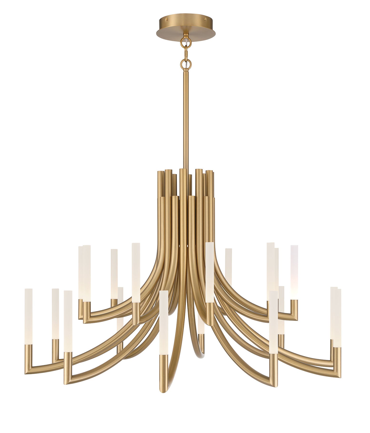 Eurofase Olette 42" 20-Light LED Chandelier, Gold with Frosted Acrylic, front view