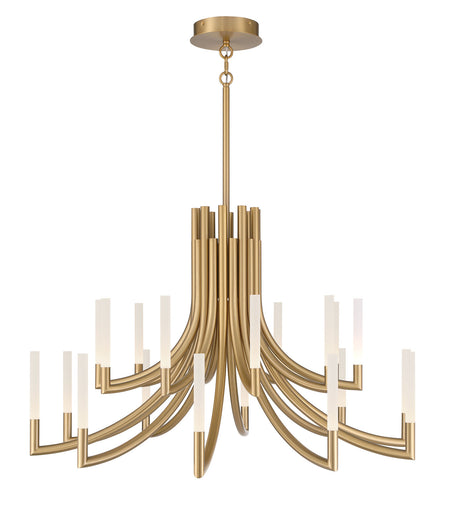 Eurofase Olette 42" 20-Light LED Chandelier, Gold with Frosted Acrylic, front view