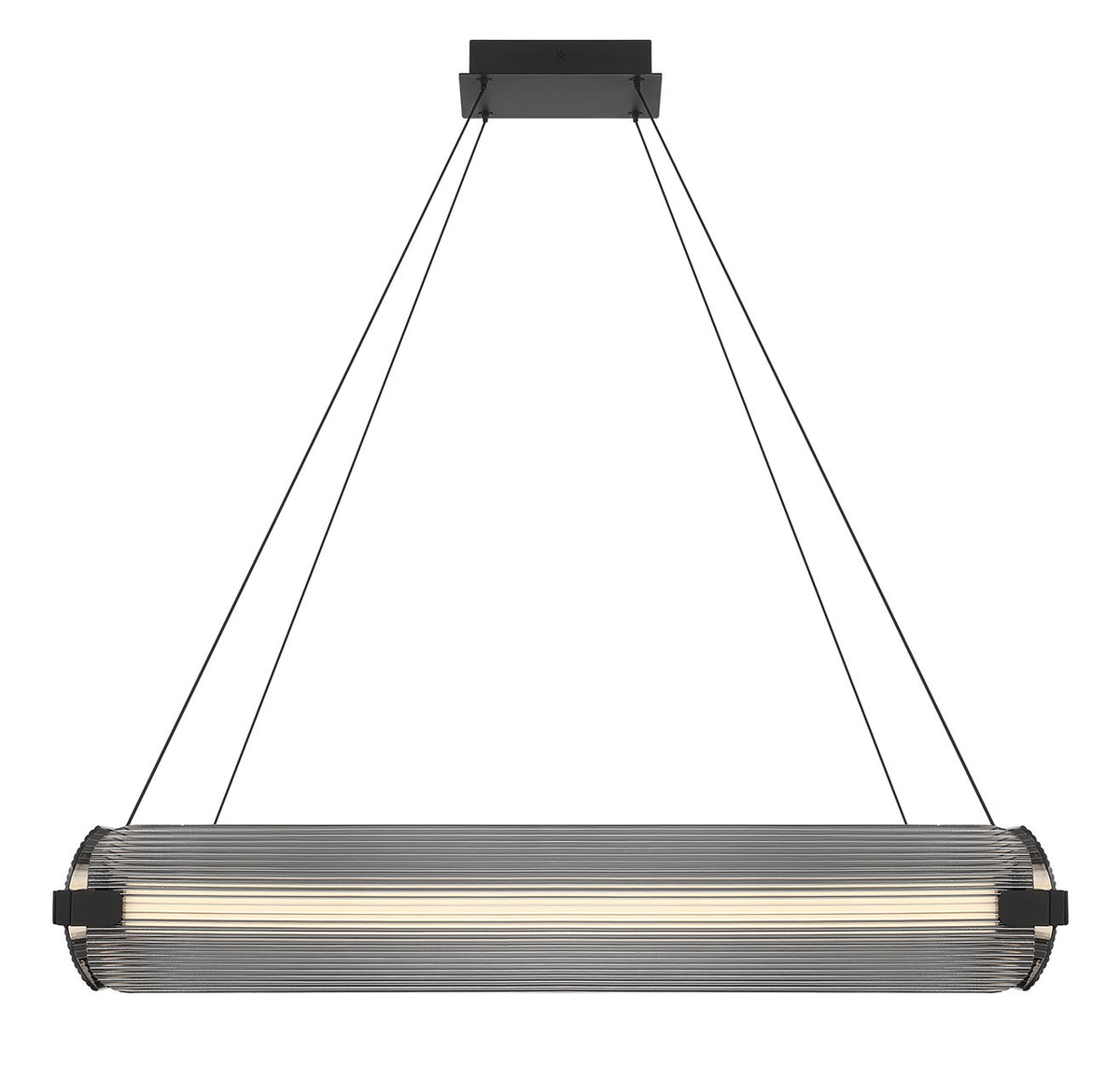 Eurofase Neoness 34" 4-Light LED Chandelier, Matte Black with Smoked Glass, front view