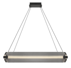 Eurofase Neoness 34" 4-Light LED Chandelier, Matte Black with Smoked Glass, front view