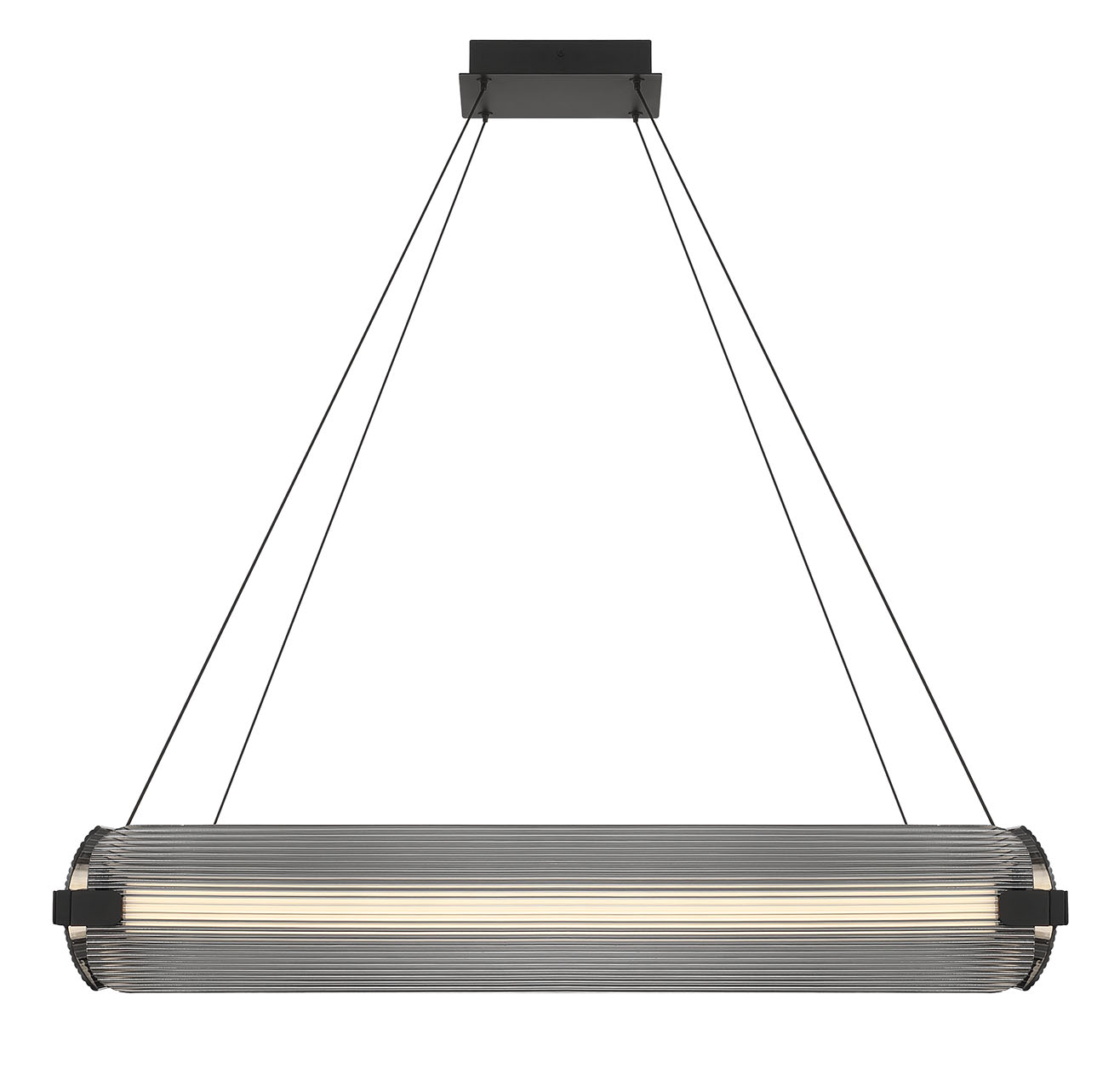 Eurofase Neoness 34" 4-Light LED Chandelier, Matte Black with Smoked Glass, front view