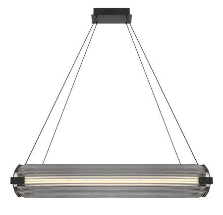Eurofase Neoness 34" 4-Light LED Chandelier, Matte Black with Smoked Glass, front view