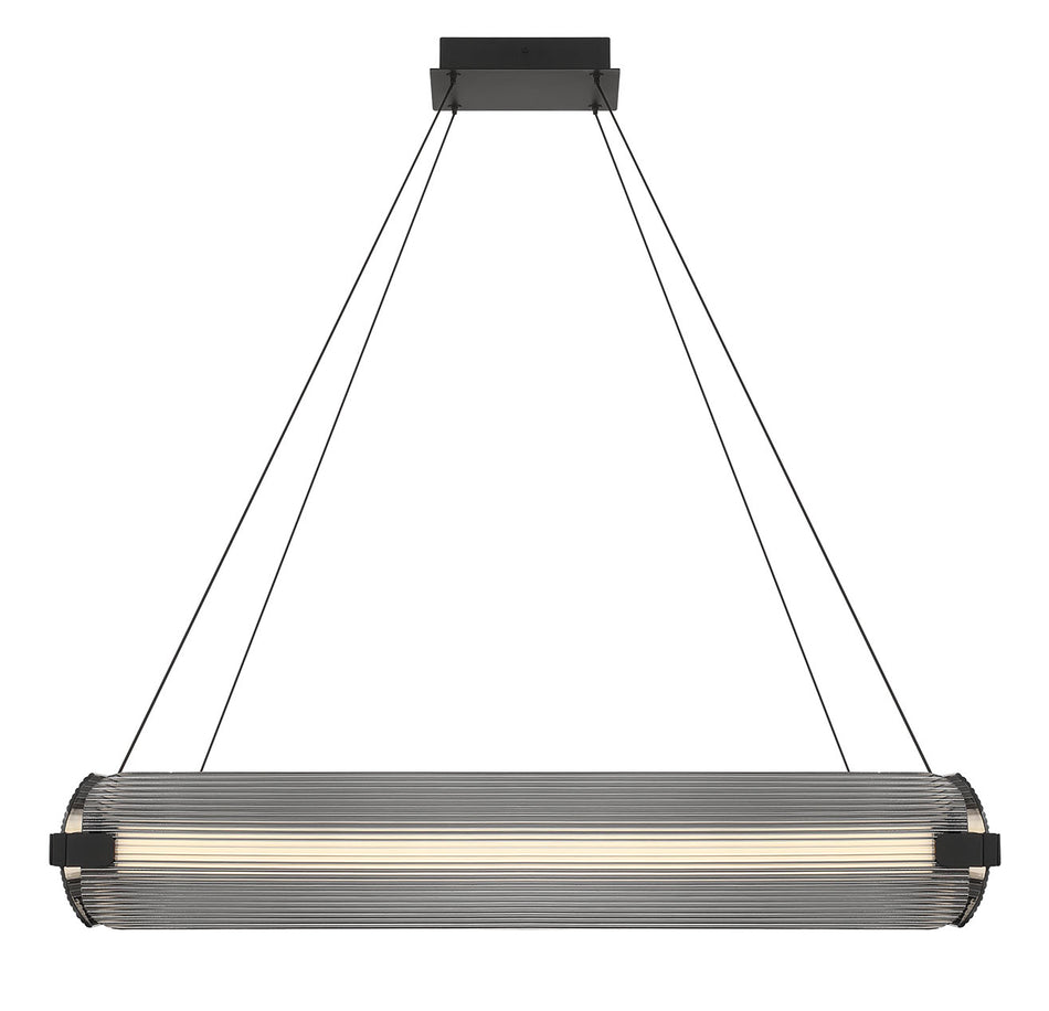 Eurofase Neoness 34" 4-Light LED Chandelier, Matte Black with Smoked Glass, front view