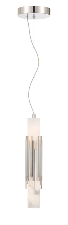 Eurofase Venna 29" Pendant, Polished Nickel with Alabaster, front view