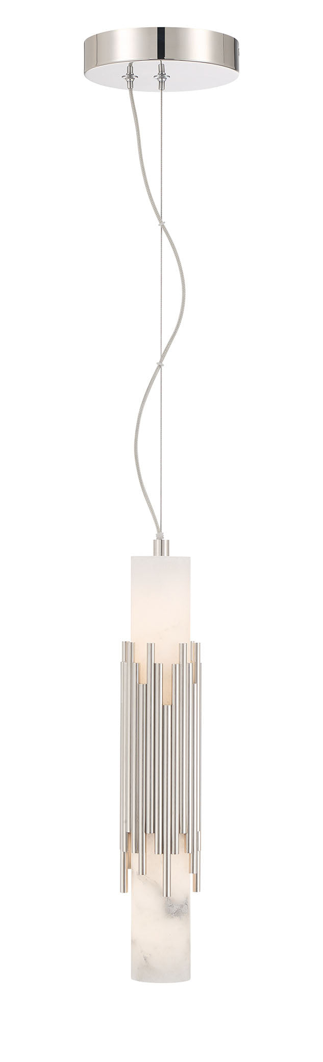 Eurofase Venna 17" Pendant, Polished Nickel with Alabaster, front view