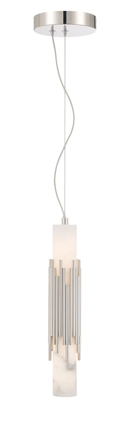 Eurofase Venna 17" Pendant, Polished Nickel with Alabaster, front view