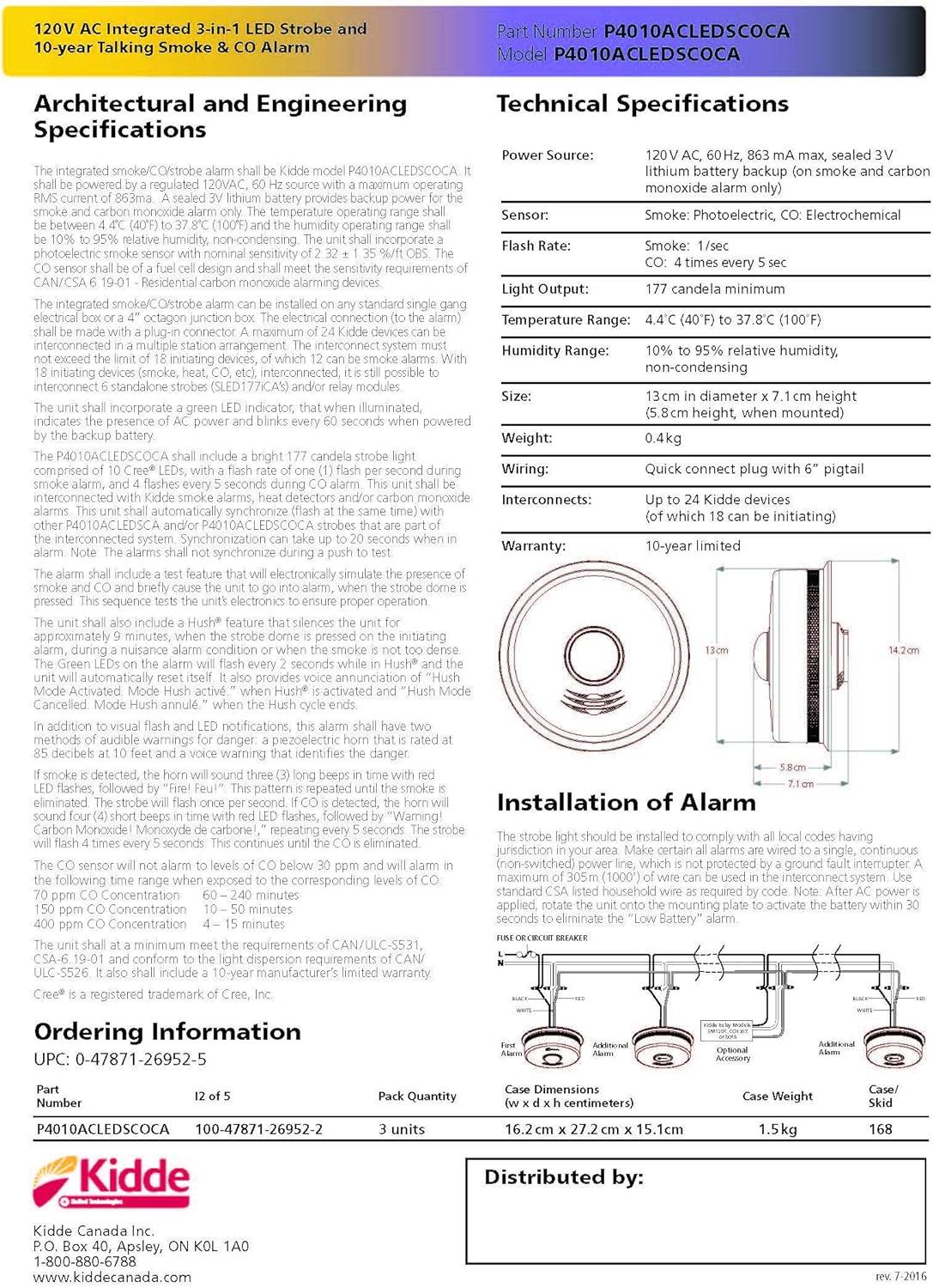 Kidde 3-in-1 LED Strobe, 10-Year Talking Smoke & CO Alarm, , Kidde - Maple Electric Supply 