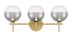 Eurofase Iissa 3-Light LED Vanity, Gold with Smoked Glass, front view