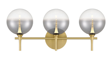 Eurofase Iissa 3-Light LED Vanity, Gold with Smoked Glass, front view