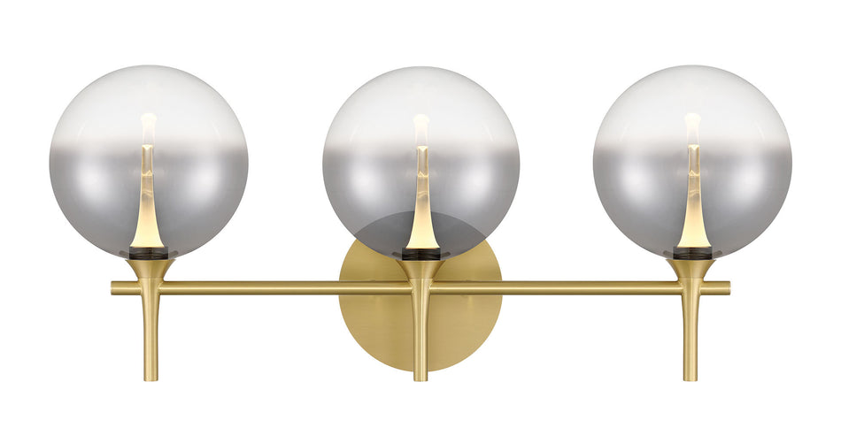 Eurofase Iissa 3-Light LED Vanity, Gold with Smoked Glass, front view