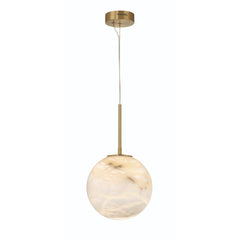 Eurofase Kepler 12" LED Pendant, Gold with Alabaster, front view