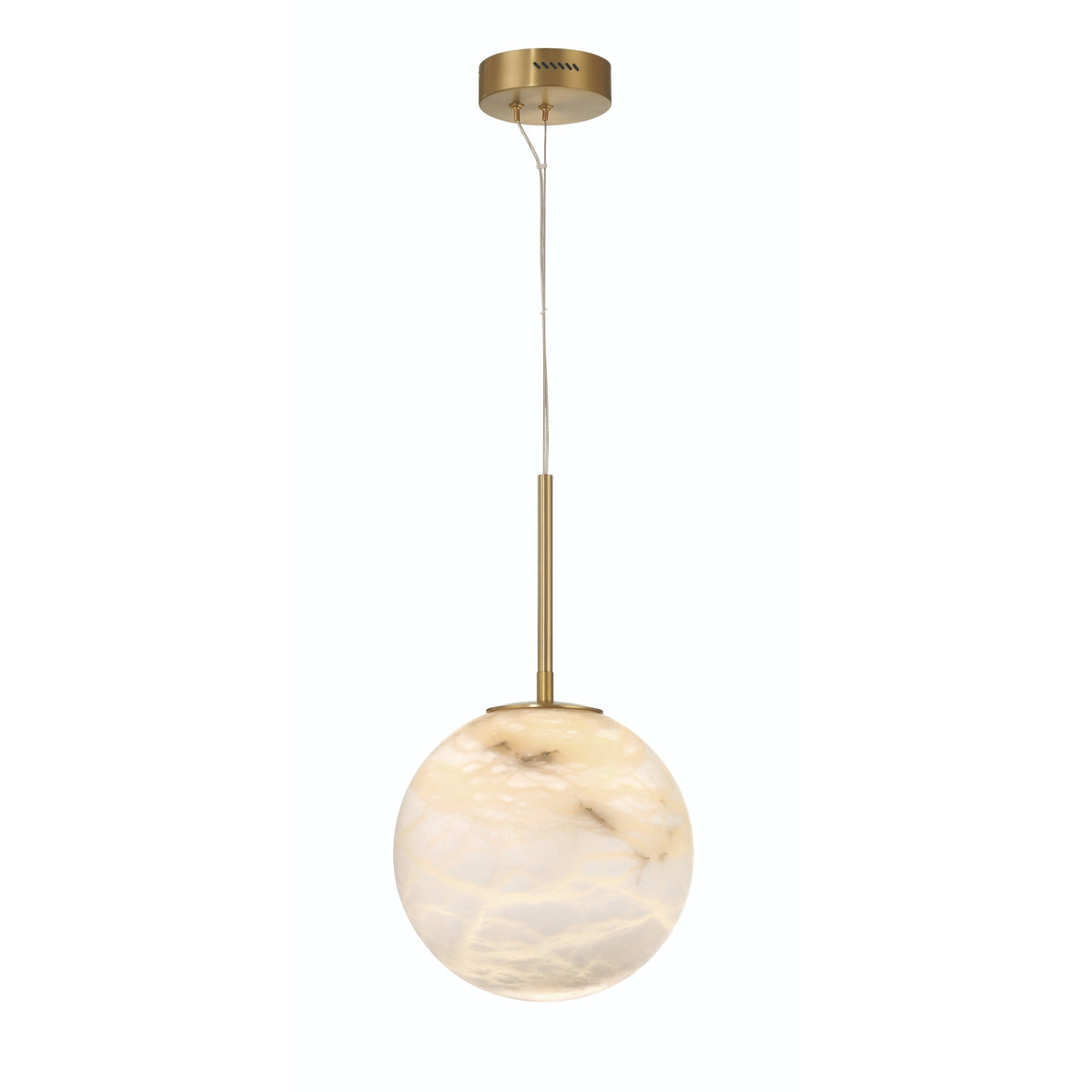 Eurofase Kepler 12" LED Pendant, Gold with Alabaster, front view