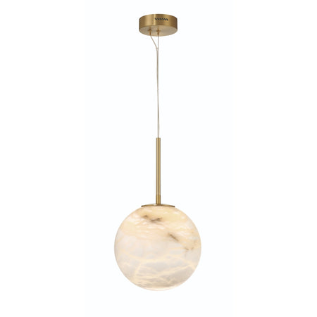 Eurofase Kepler 12" LED Pendant, Gold with Alabaster, front view