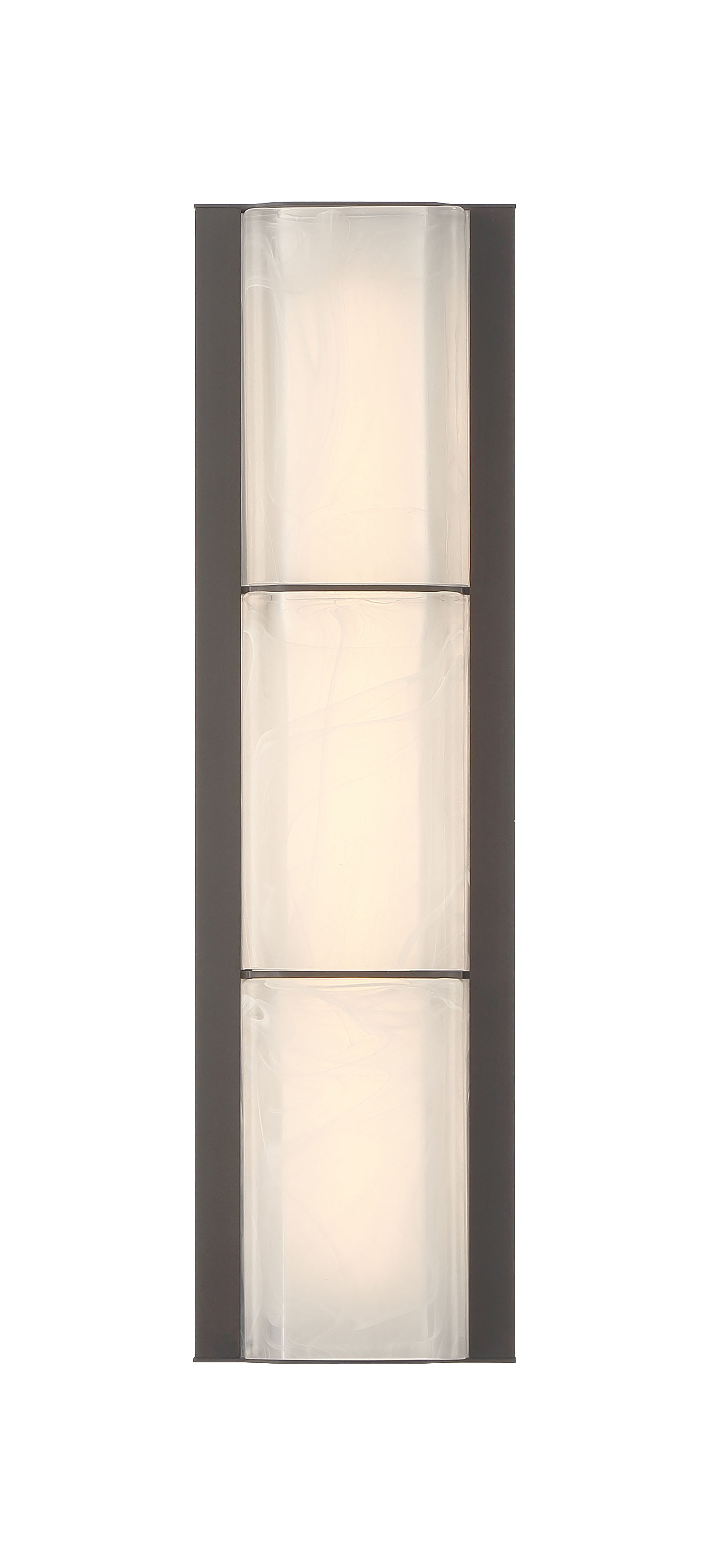 Eurofase Gibraltar 18" LED Outdoor Wall Light, Sand Bronze with White Strie Glass, front view