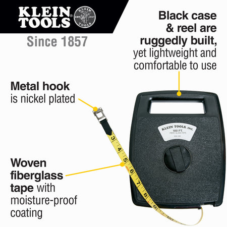 Woven Fiberglass Tape with Case, 100-Foot