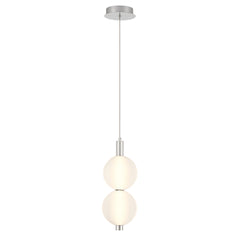 Eurofase Palmas 16" 2-Light LED Pendant, Polished Nickel with White Glass, front view