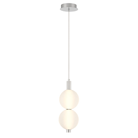 Eurofase Palmas 16" 2-Light LED Pendant, Polished Nickel with White Glass, front view
