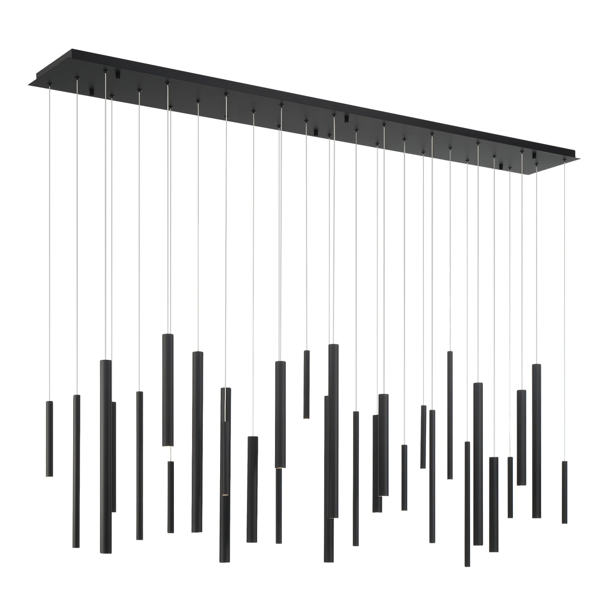 Eurofase Santana 72" 30-Light LED Chandelier, Matte Black, front view