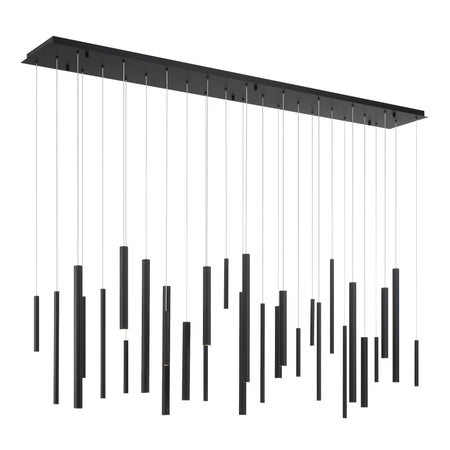 Eurofase Santana 72" 30-Light LED Chandelier, Matte Black, front view