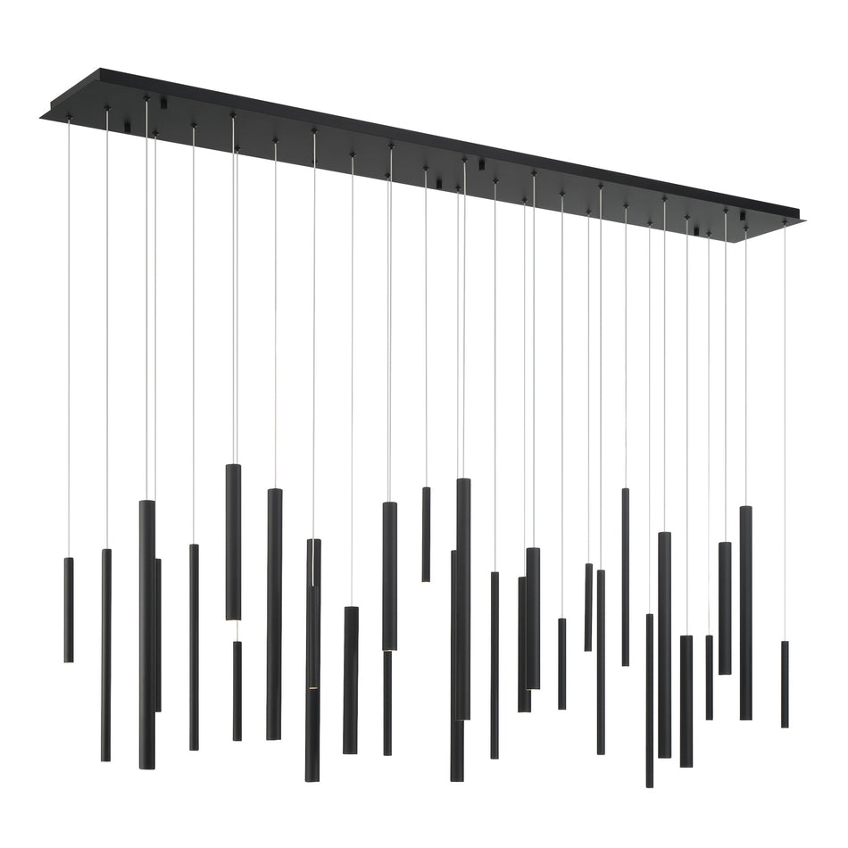Eurofase Santana 72" 30-Light LED Chandelier, Matte Black, front view