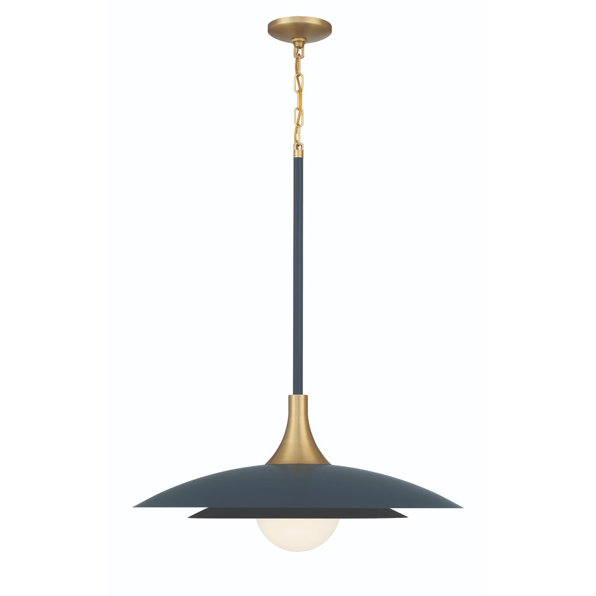 Eurofase Welsh 30" LED Pendant, Matte Blue with White Glass, front view