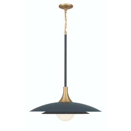 Eurofase Welsh 30" LED Pendant, Matte Blue with White Glass, front view