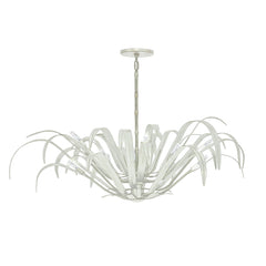 Eurofase Kagra 56" 12-Light Chandelier, Distressed White, front view
