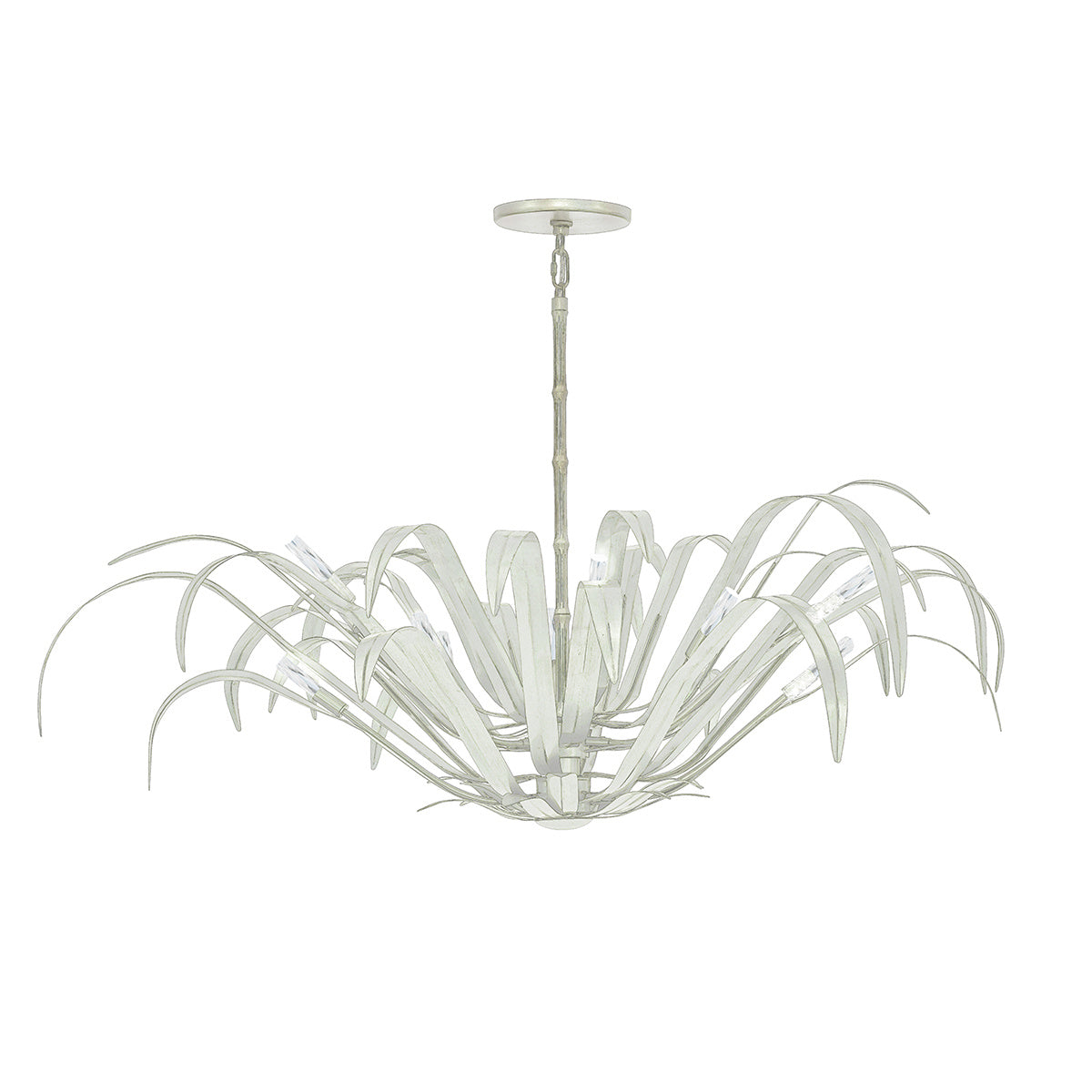 Eurofase Kagra 56" 12-Light Chandelier, Distressed White, front view