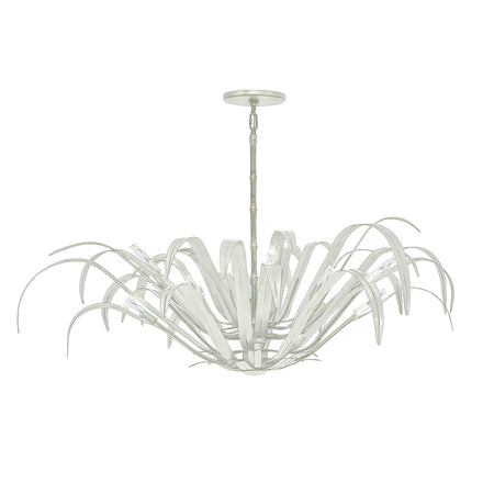 Eurofase Kagra 56" 12-Light Chandelier, Distressed White, front view