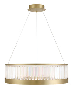 Eurofase Empra 30" LED Chandelier, Gold with Clear Crystal, front view