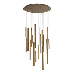 Eurofase Santana 24" 18-Light LED Chandelier, Brushed Brass, front view
