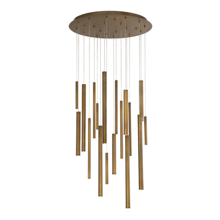 Eurofase Santana 24" 18-Light LED Chandelier, Brushed Brass, front view