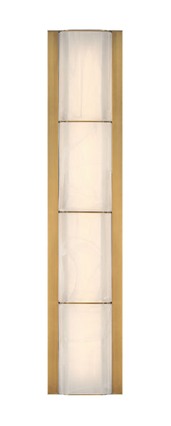 Eurofase Gibraltar 25" LED Vanity, Antique Brass with White Strie Glass, front view