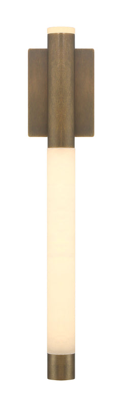 Eurofase Ronda 24" LED Wall Sconce, Weathered Brass with Alabaster, front view