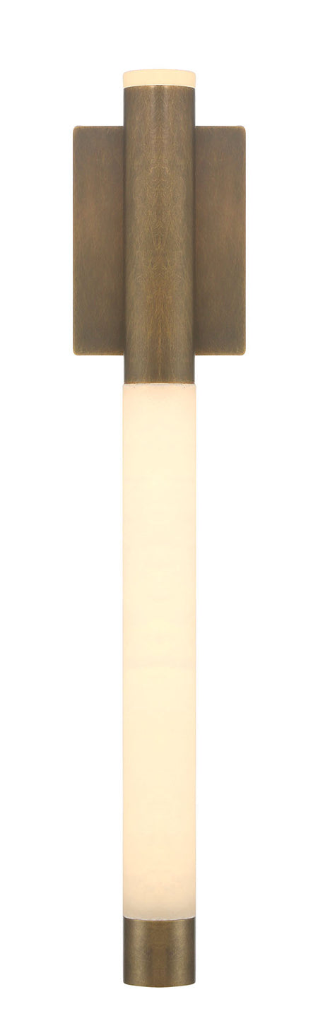 Eurofase Ronda 24" LED Wall Sconce, Weathered Brass with Alabaster, front view