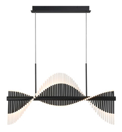 Eurofase Voltik 40" 60-Light LED Chandelier, Matte Black with Frosted Acrylic, front view