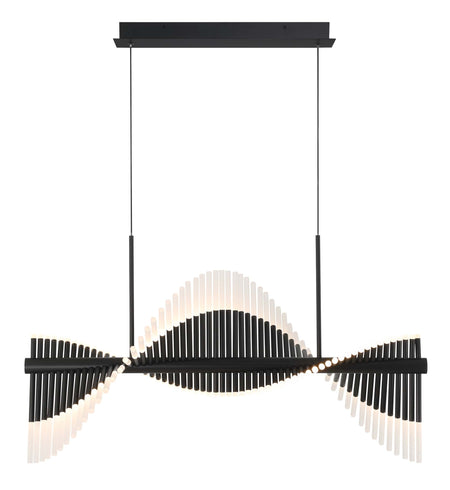 Eurofase Voltik 40" 60-Light LED Chandelier, Matte Black with Frosted Acrylic, front view