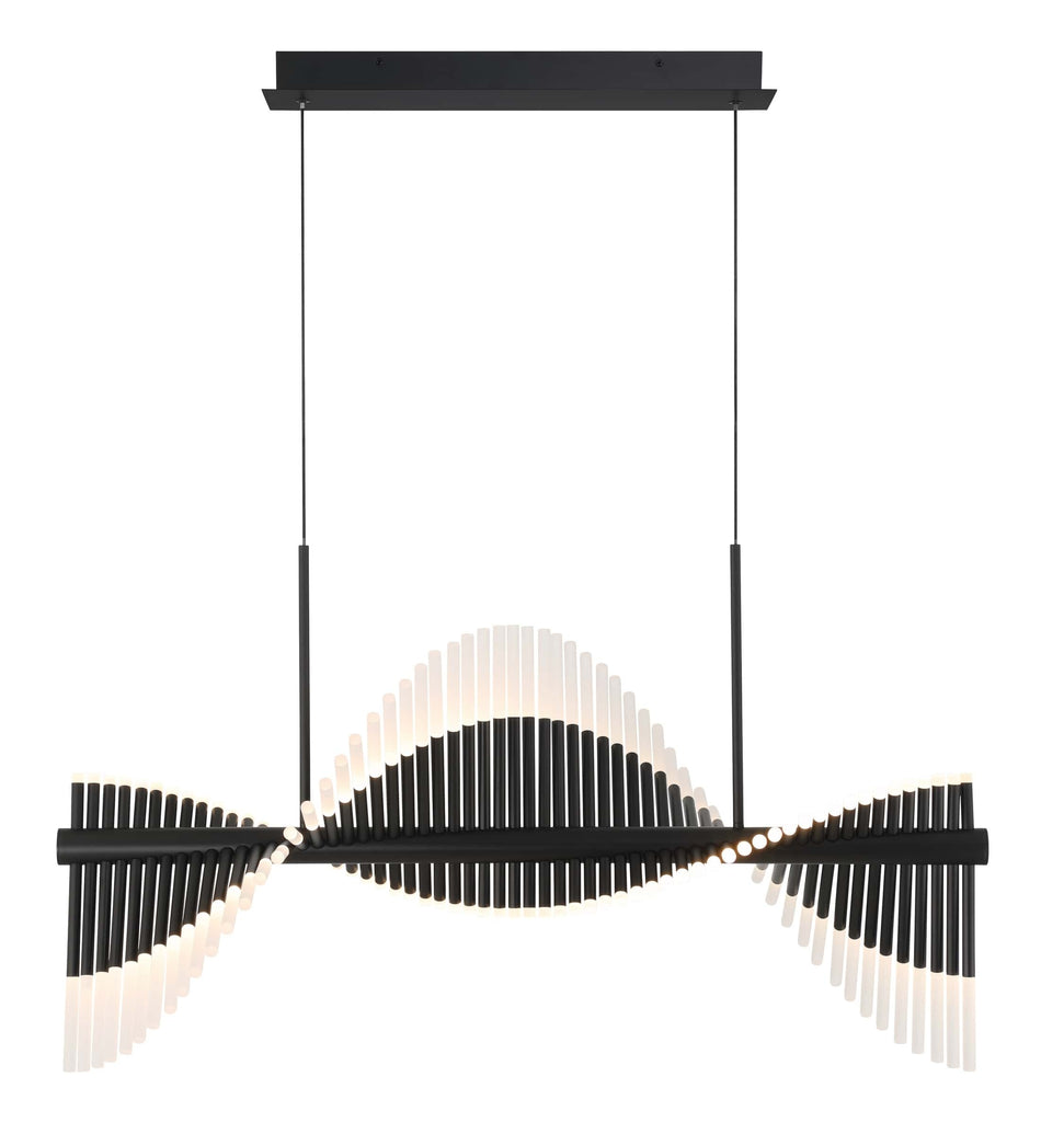 Eurofase Voltik 40" 60-Light LED Chandelier, Matte Black with Frosted Acrylic, front view