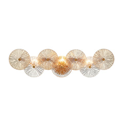 Eurofase Sue-anne 30" 3-Light Vanity, Matte Gold with Clear-Amber Glass, front view