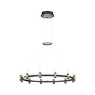 Eurofase Albany 32" 12-Light LED Chandelier, Brass-Black Mix with White Acrylic