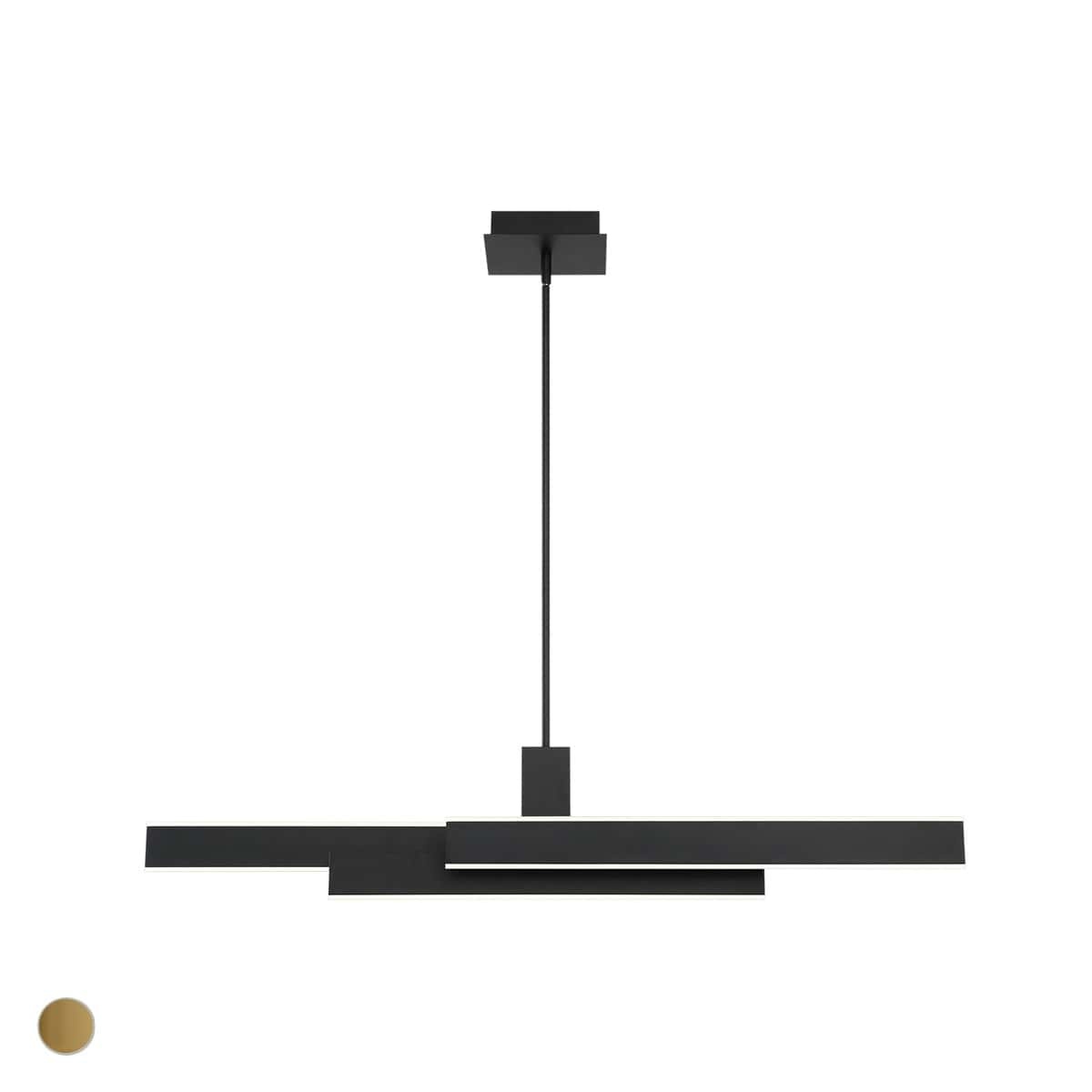 Eurofase Cameno 45" LED Chandelier, Matte Black with White Acrylic, front view