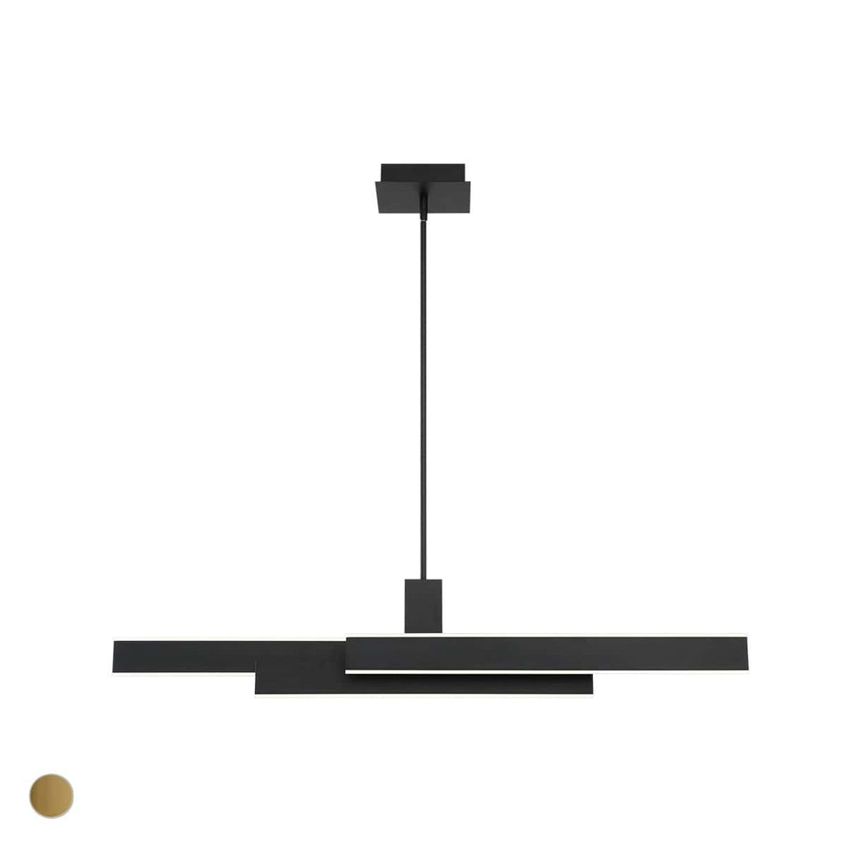 Eurofase Cameno 45" LED Chandelier, Matte Black with White Acrylic, front view