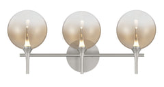 Eurofase Iissa 3-Light LED Vanity, Satin Nickel with Amber Glass, front view