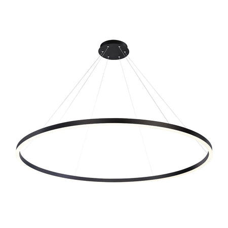 Eurofase Spunto 61" LED Chandelier, Matte Black with White Glass, front view