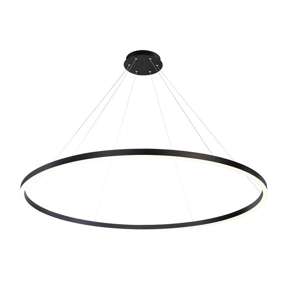 Eurofase Spunto 61" LED Chandelier, Matte Black with White Glass, front view