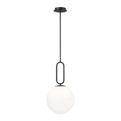 Eurofase Prospect 12" Pendant, Matte Black with White Glass, front view