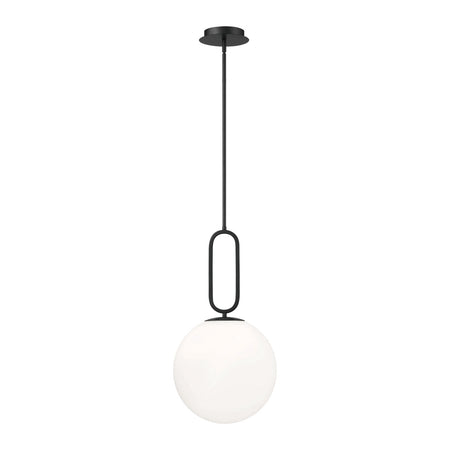 Eurofase Prospect 12" Pendant, Matte Black with White Glass, front view