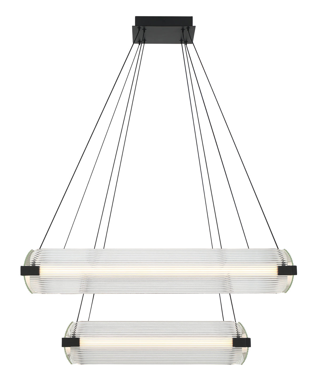 Eurofase Neoness 34" 8-Light LED Chandelier, Matte Black with Clear Glass, front view
